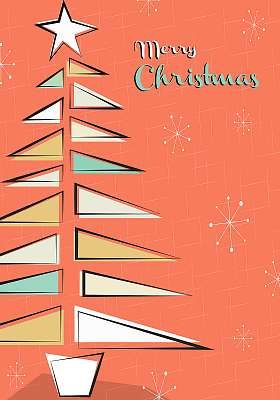 Színes karácsonyi grafika 2. (karácsonyfa) (keretezett kép) - vászonkép, falikép otthonra és irodába