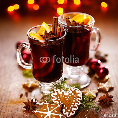 Karácsonyi forralt vörösbor, fűszerekkel és naranccsal (fotótapéta) - vászonkép, falikép otthonra és irodába