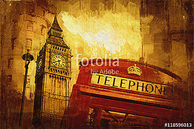 London oil art illustration (poszter) - vászonkép, falikép otthonra és irodába