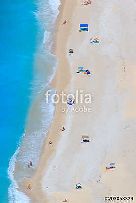 Myrtos beach, Kefalonia island, Greece. Beautiful view of Myrtos bay and beach on Kefalonia island (poszter) - vászonkép, falikép otthonra és irodába