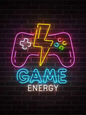 GAME energy (neon series) (vászonkép óra) - vászonkép, falikép otthonra és irodába