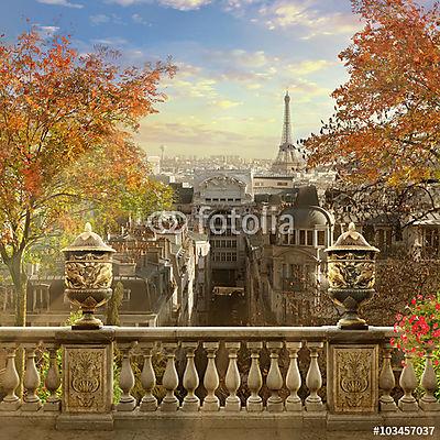 Panoráma Párizs, Franciaország, Montmartre. (keretezett kép) - vászonkép, falikép otthonra és irodába
