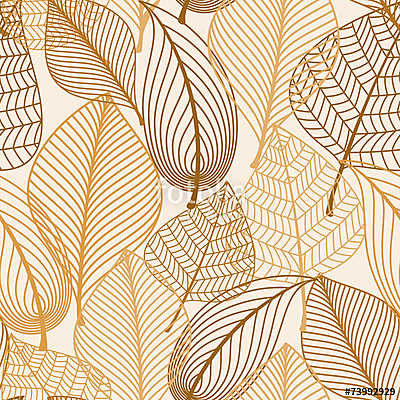 Atumnal seamless pattern with brown leaves (vászonkép óra) - vászonkép, falikép otthonra és irodába