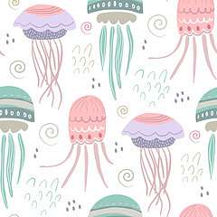Mókás medúzák tapétaminta (fotótapéta) - vászonkép, falikép otthonra és irodába