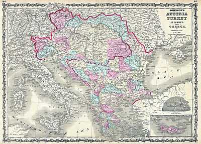 Régi térkép: Osztrák-Magyar Monarchia, Törökország és Görögorszá - vászonkép, falikép otthonra és irodába