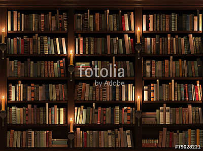 Bookshelf. Seamless texture (vertically and horizontally) (fotótapéta) - vászonkép, falikép otthonra és irodába