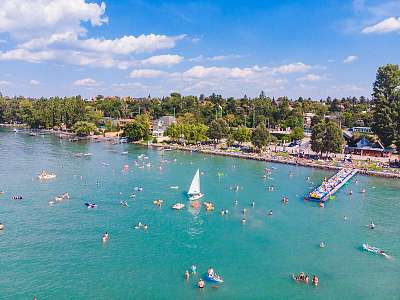 Balatoni strand, légifotó (fotótapéta) - vászonkép, falikép otthonra és irodába