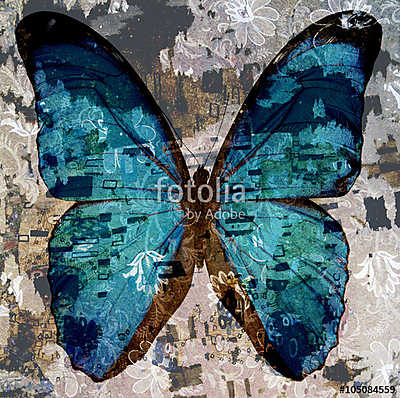 grunge butterfly  (bögre) - vászonkép, falikép otthonra és irodába