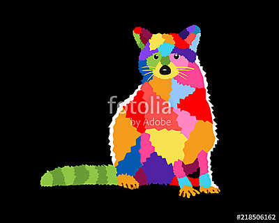 Colorful Animal Pop Art Poster Illustration Graphic Design (többrészes kép) - vászonkép, falikép otthonra és irodába