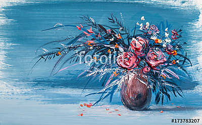 Virág csokor absztrakt stílusban(olajfestmény reprodukció) (bögre) - vászonkép, falikép otthonra és irodába