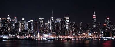 New York éjszakai városkép (többrészes kép) - vászonkép, falikép otthonra és irodába