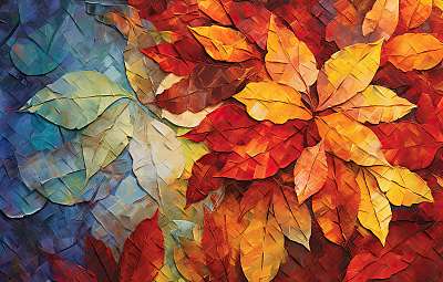 Őszi színes levelek 4. (többrészes kép) - vászonkép, falikép otthonra és irodába
