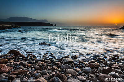 Colorful sunset seascape at Gran Canaria Island coast. Canary Is (többrészes kép) - vászonkép, falikép otthonra és irodába