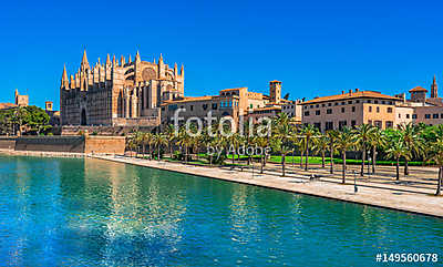 Spanien Palma de Mallorca Stadt Kirche Kathedrale La Seu (keretezett kép) - vászonkép, falikép otthonra és irodába