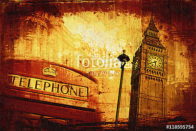 London oil art illustration (fotótapéta) - vászonkép, falikép otthonra és irodába