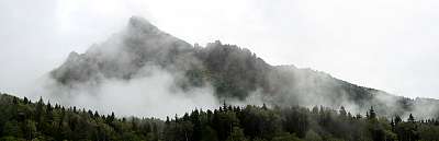 Panorama of the mountains (vászonkép óra) - vászonkép, falikép otthonra és irodába