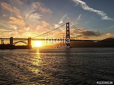 Sunset Golden Gate (fotótapéta) - vászonkép, falikép otthonra és irodába