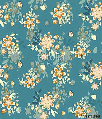 Seamless spring floral pattern (keretezett kép) - vászonkép, falikép otthonra és irodába