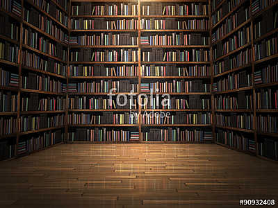 Library room with books (poszter) - vászonkép, falikép otthonra és irodába