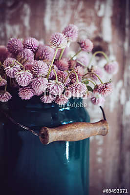 milk can, and a bouquet (fotótapéta) - vászonkép, falikép otthonra és irodába