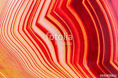 Amazing Banded Red Agate Crystal cross section as a background. Natural light translucent agate crystal surface,  Colorful abstr (többrészes kép) - vászonkép, falikép otthonra és irodába