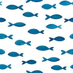 Kék halak tapétaminta (poszter) - vászonkép, falikép otthonra és irodába
