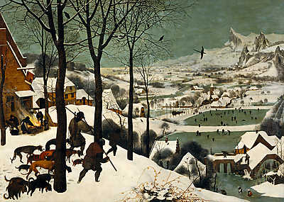 Vadászok a hóban (többrészes kép) - vászonkép, falikép otthonra és irodába