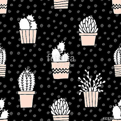 Hand Drawn Cactus Pattern (bögre) - vászonkép, falikép otthonra és irodába