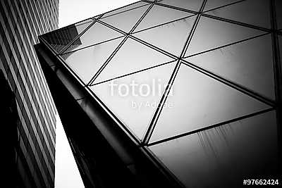 Hong Kong Commercial buildings tune in Black and White (keretezett kép) - vászonkép, falikép otthonra és irodába