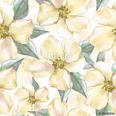 Floral seamless pattern. Watercolor background with delicate flo (poszter) - vászonkép, falikép otthonra és irodába