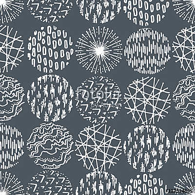 Seamless pattern with hand drawn circle doodle stylish elements. (poszter) - vászonkép, falikép otthonra és irodába