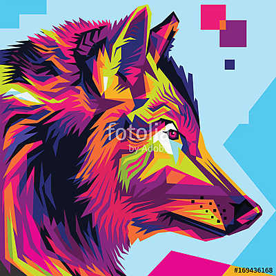 Wolf head pop art illustration style (bögre) - vászonkép, falikép otthonra és irodába