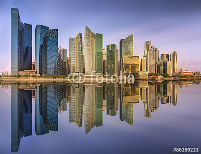 Szingapúr Skyline és kilátás Marina Bayre (keretezett kép) - vászonkép, falikép otthonra és irodába