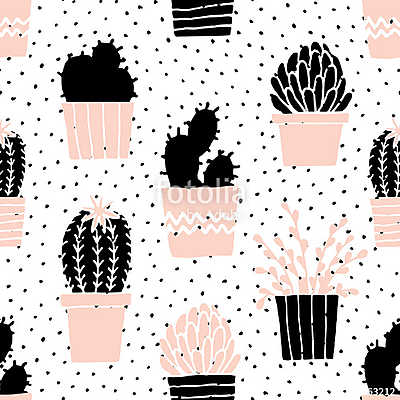 Hand Drawn Cactus Pattern (bögre) - vászonkép, falikép otthonra és irodába