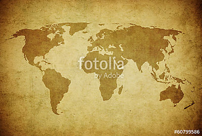 grunge térkép a világról. (többrészes kép) - vászonkép, falikép otthonra és irodába