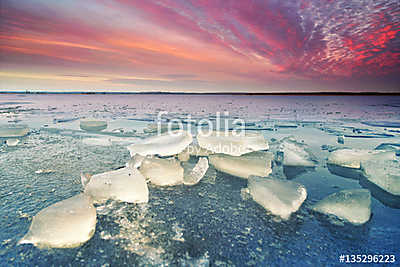 Téli Balaton (keretezett kép) - vászonkép, falikép otthonra és irodába