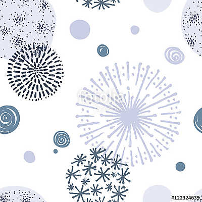 Seamless pattern with hand drawn circle doodle stylish elements. (keretezett kép) - vászonkép, falikép otthonra és irodába