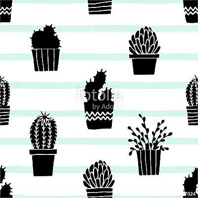 Hand Drawn Cactus Pattern (bögre) - vászonkép, falikép otthonra és irodába