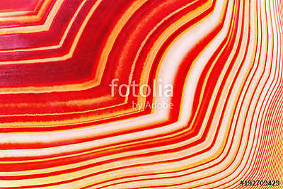Amazing Banded Red Agate Crystal cross section as a background. Natural light translucent agate crystal surface,  Colorful abstr (többrészes kép) - vászonkép, falikép otthonra és irodába