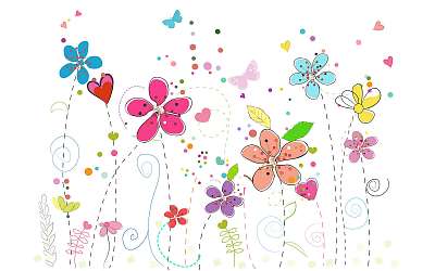 Tavaszi irka-firka virágok (poszter) - vászonkép, falikép otthonra és irodába