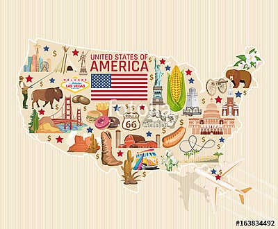 Üdvözöljük az USA-ban. Amerikai Egyesült Államok poszter. Vektor (fotótapéta) - vászonkép, falikép otthonra és irodába