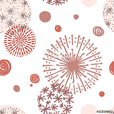 Seamless pattern with hand drawn circle doodle stylish elements. (keretezett kép) - vászonkép, falikép otthonra és irodába