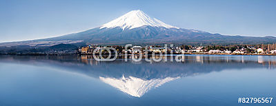 Fujiyama panoráma (keretezett kép) - vászonkép, falikép otthonra és irodába