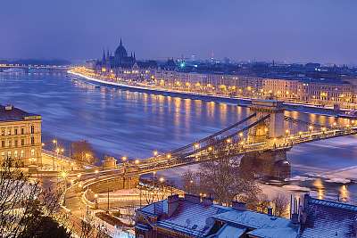 Budapest télen (keretezett kép) - vászonkép, falikép otthonra és irodába