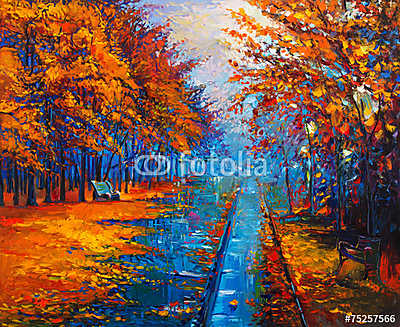 Autumn landscape (poszter) - vászonkép, falikép otthonra és irodába