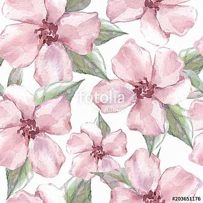 Floral seamless pattern. Watercolor background with delicate flo (többrészes kép) - vászonkép, falikép otthonra és irodába
