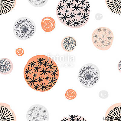 Seamless pattern with hand drawn circle doodle stylish elements. (poszter) - vászonkép, falikép otthonra és irodába