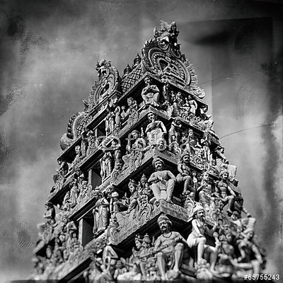 Sri Mariamman hindu templom Szingapúrban. (Régies) (bögre) - vászonkép, falikép otthonra és irodába