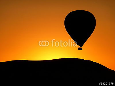 Hőlégballon sziluett (vászonkép óra) - vászonkép, falikép otthonra és irodába