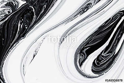 abstract background, white and black mineral oil paint on water (keretezett kép) - vászonkép, falikép otthonra és irodába